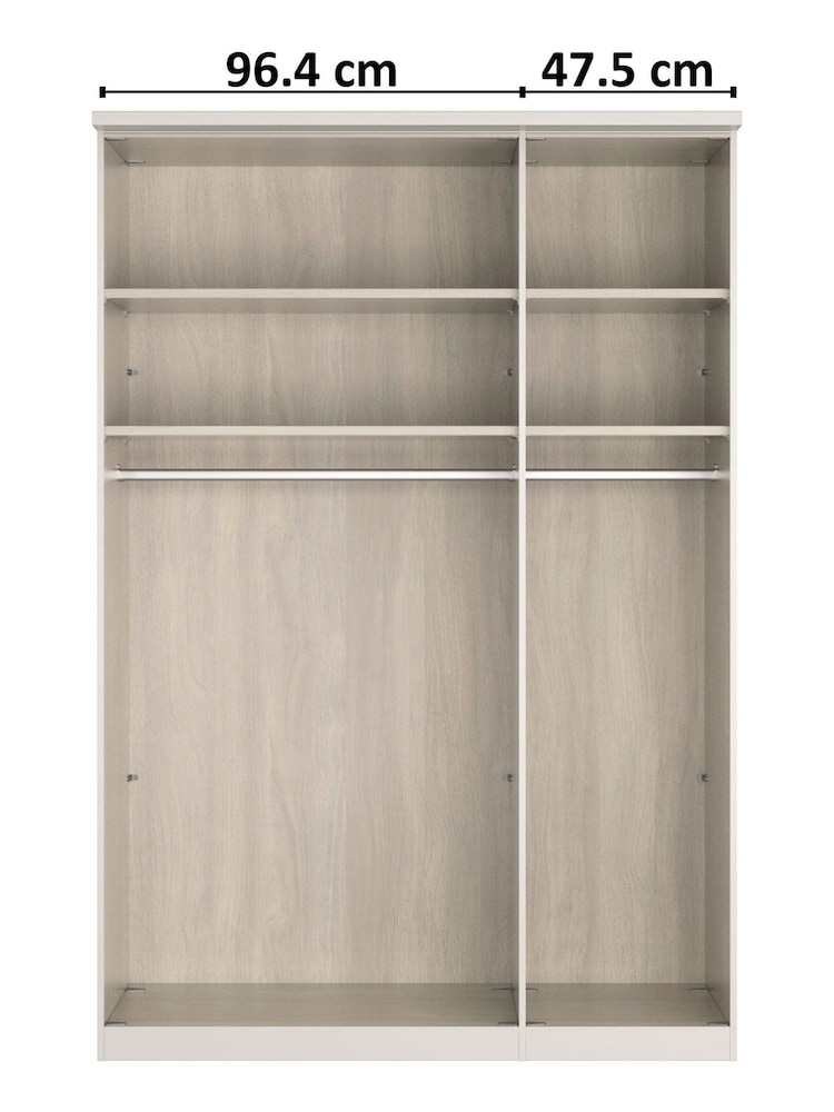 Wiemann Pebble Grey Truro Triple Wood and Mirror Semi Fitted Wardrobe - Image 4 of 4