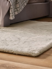 Ivory Plush Faux Fur Rug - Image 4 of 12