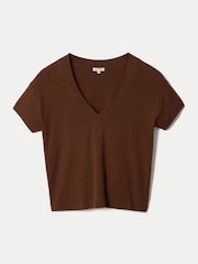 Jigsaw Brown Cotton Luxe V Neck Baby T-Shirt - Image 4 of 4