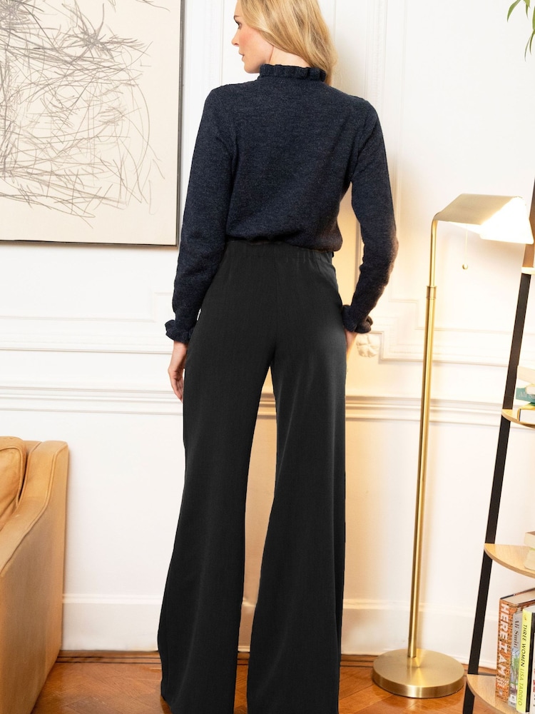 Hot Squash Black Smart Wideleg Trousers - Image 2 of 3 Hot Squash Black Smart Wideleg Trousers - Image 2 of 3
