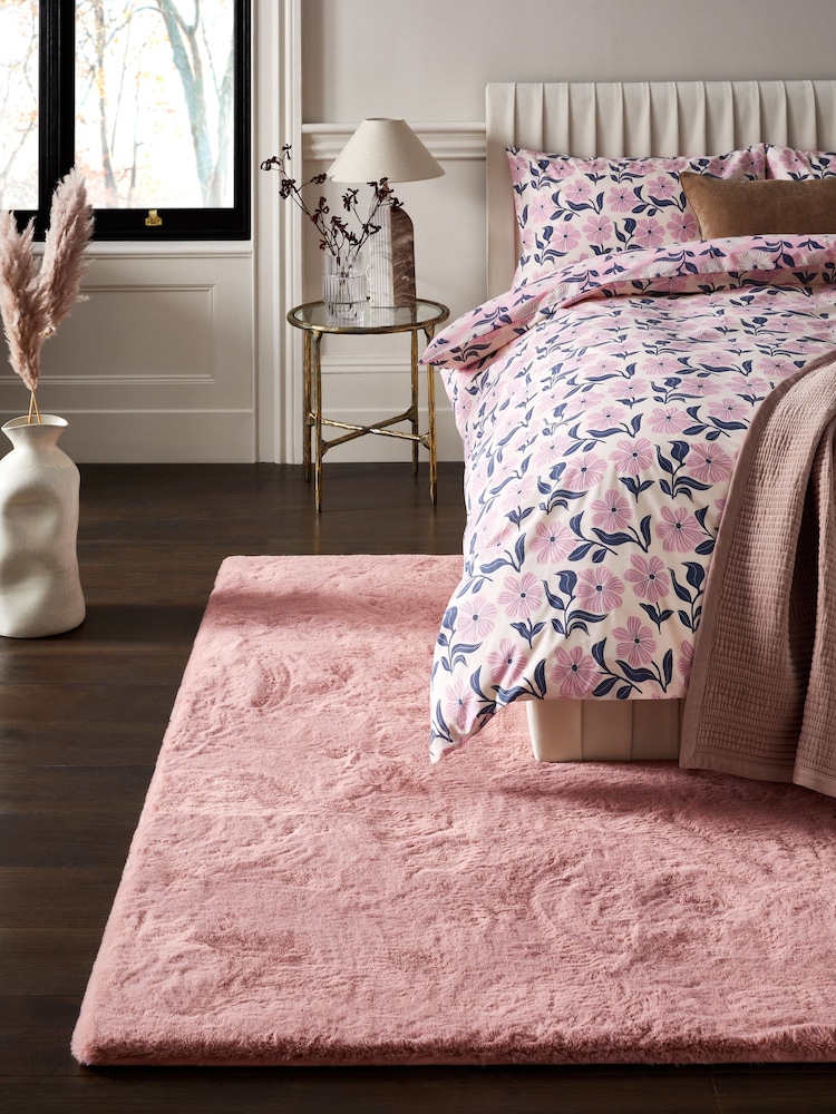 Pink Plush Faux Fur Rug - Image 1 of 8