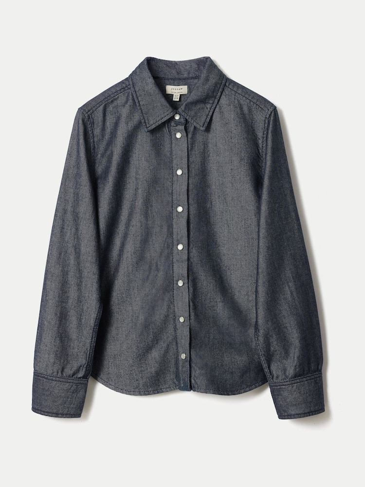 Jigsaw Blue Washed Denim Button Down Shirt - Image 4 of 4 Jigsaw Blue Washed Denim Button Down Shirt - Image 4 of 4