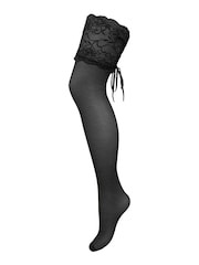 Pour Moi Black All Tied Up Laced Up 15 Denier Stockings - Image 4 of 4