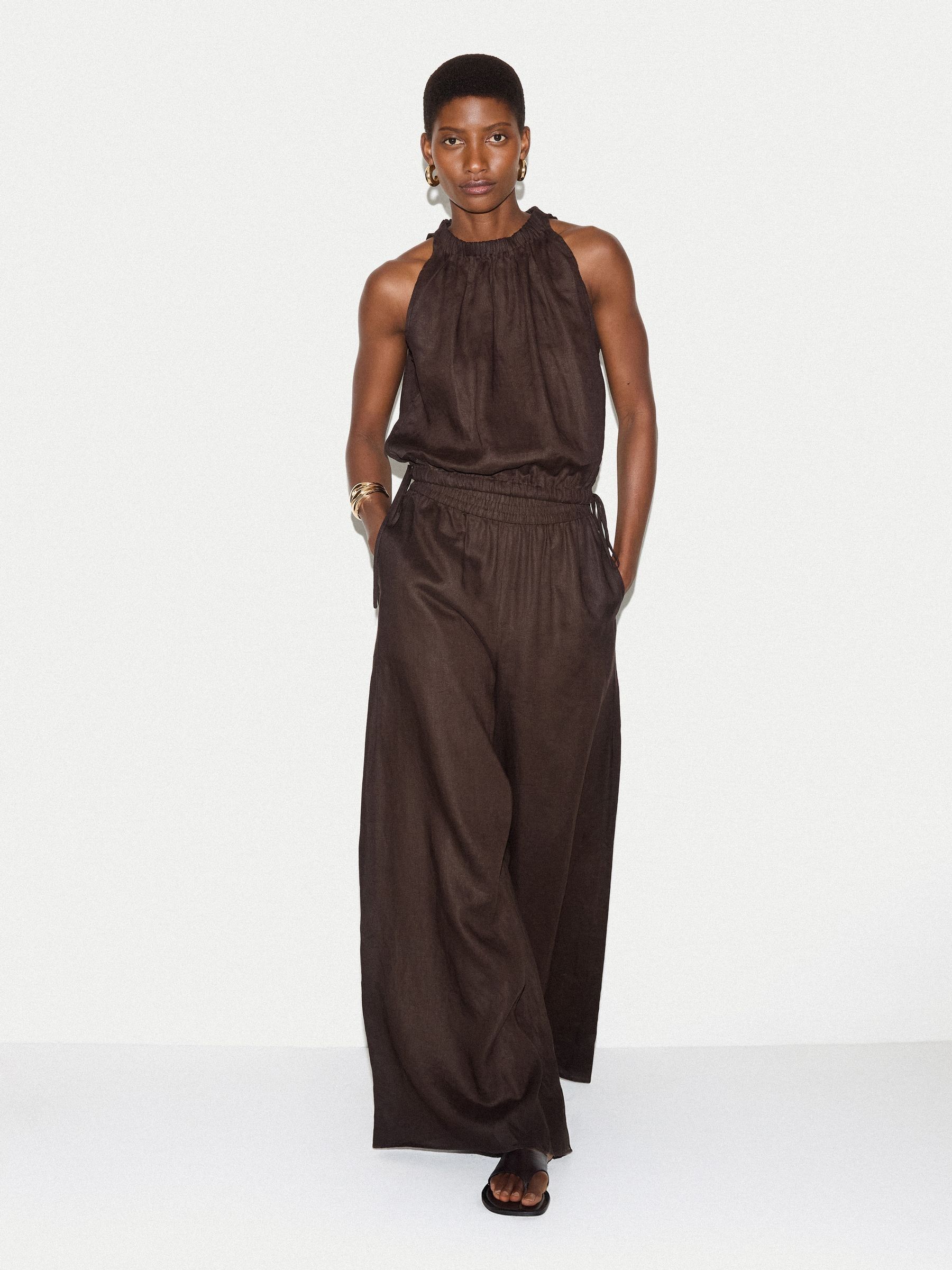Buy Jigsaw Brown Linen Scooped Tank Top from the Next UK online shop