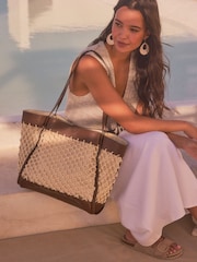 Tan Brown Leather Knotted Shoulder Bag - Image 1 of 9