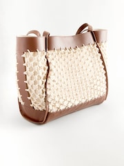 Tan Brown Leather Knotted Shoulder Bag - Image 6 of 9