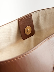 Tan Brown Leather Knotted Shoulder Bag - Image 7 of 9