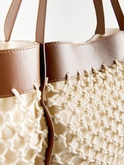 Tan Brown Leather Knotted Shoulder Bag - Image 8 of 9