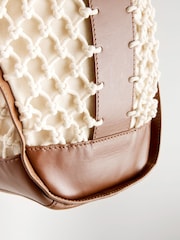 Tan Brown Leather Knotted Shoulder Bag - Image 9 of 9