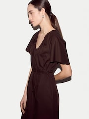 Jigsaw Brown Cotton Lyocell U Neck Dress - Image 2 of 5