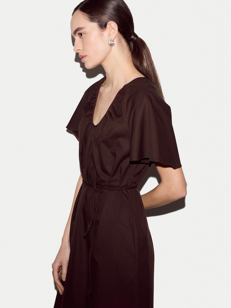 Jigsaw Brown Cotton Lyocell U Neck Dress - Image 2 of 5