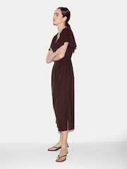 Jigsaw Brown Cotton Lyocell U Neck Dress - Image 3 of 5