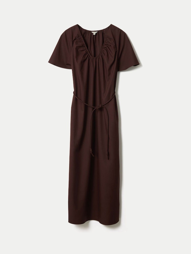 Jigsaw Brown Cotton Lyocell U Neck Dress - Image 5 of 5