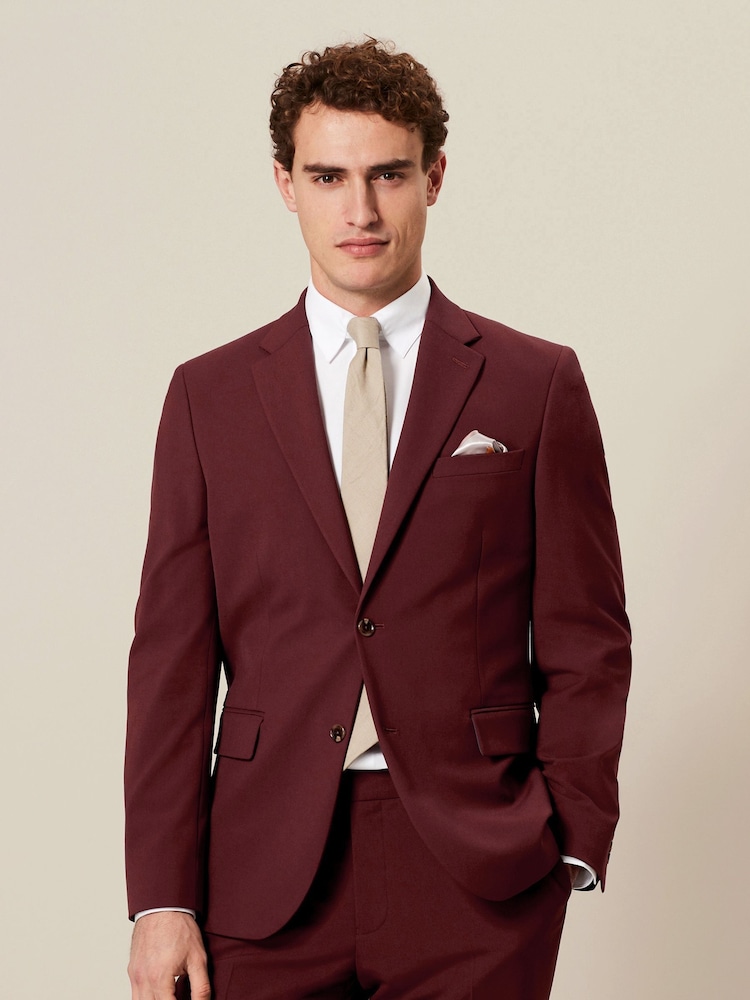 Brick Red Slim Fit Motionflex Stretch Suit Jacket - Image 1 of 10