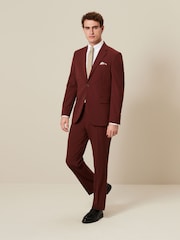 Brick Red Slim Fit Motionflex Stretch Suit Jacket - Image 3 of 10