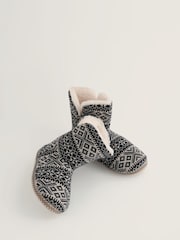 Seasalt Cornwall Black/Cream Snooze Slipper Booties Slippers - Image 1 of 2