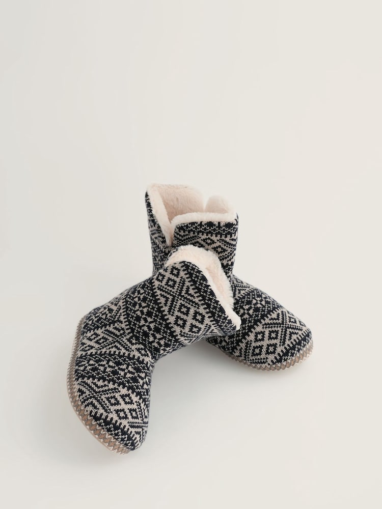 Seasalt Cornwall Black/Cream Snooze Slipper Booties Slippers - Image 1 of 2 Seasalt Cornwall Black/Cream Snooze Slipper Booties Slippers - Image 1 of 2