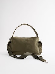 Khakigrün - Utility-Schultertasche aus Satin - Bild 5 von 8