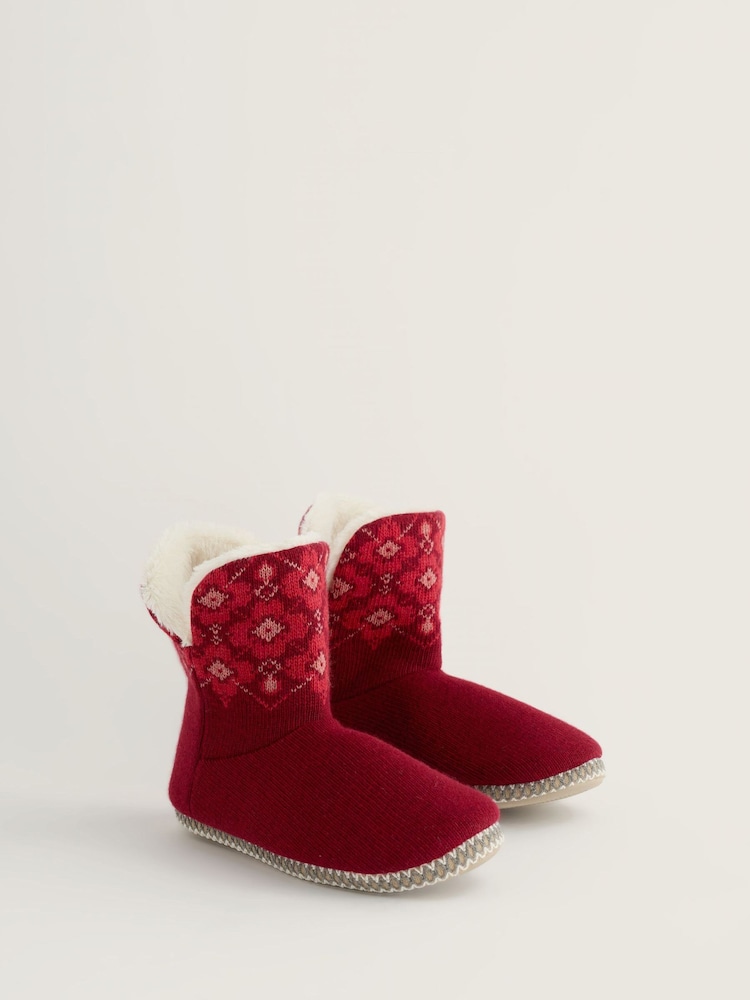 Seasalt Cornwall Red Snooze Slipper Booties Slippers - Image 1 of 2 Seasalt Cornwall Red Snooze Slipper Booties Slippers - Image 1 of 2