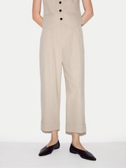 Jigsaw Cream Linen Cotton Stripe Trousers - Image 1 of 4