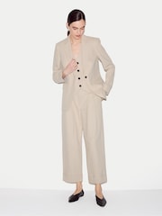 Jigsaw Cream Linen Cotton Stripe Trousers - Image 3 of 4