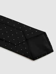 Reiss Black Liam Polka Dot Silk Tie - Image 4 of 5