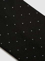 Reiss Black Liam Polka Dot Silk Tie - Image 5 of 5