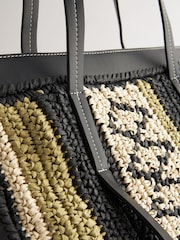 Lime Green Straw Lime Stripe Shopper Bag - Image 6 of 8