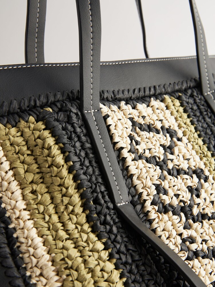 Lime Green Straw Lime Stripe Shopper Bag - Image 6 of 8