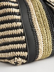 Lime Green Straw Lime Stripe Shopper Bag - Image 7 of 8