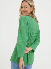 FatFace Green Frankie Wrap Blouse - Image 2 of 4