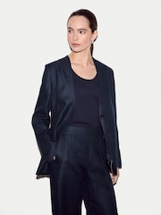 Jigsaw Blue Irish Linen Collarless Blazer - Image 1 of 4