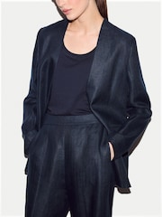 Jigsaw Blue Irish Linen Collarless Blazer - Image 2 of 4