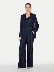 Jigsaw Blue Irish Linen Collarless Blazer - Image 3 of 4