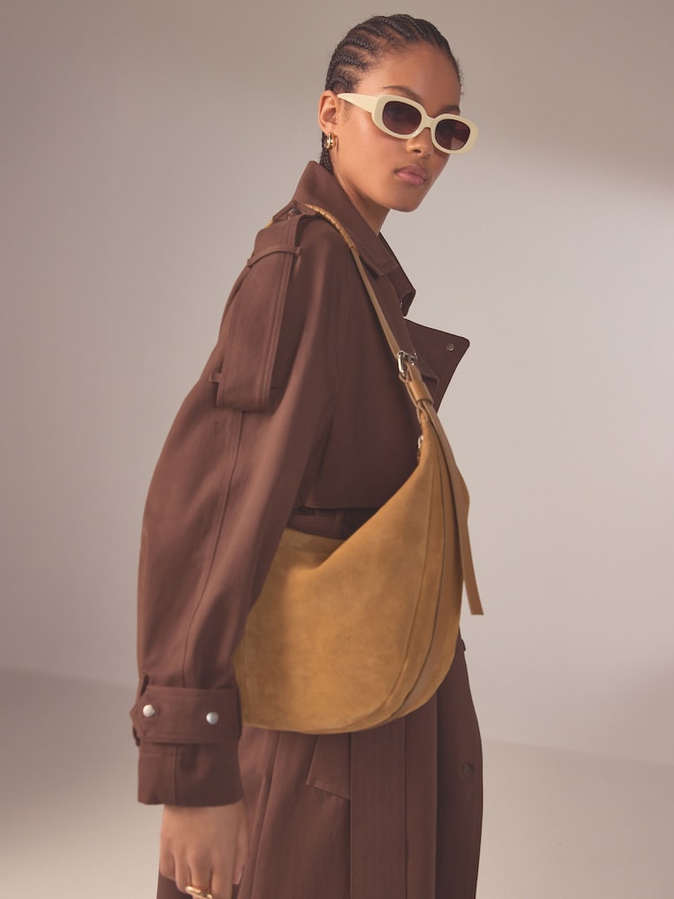 Tan Brown Suede Sling Bag - Image 1 of 5