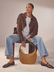 Tan Brown Suede Sling Bag - Image 3 of 5