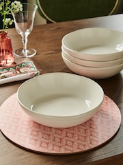 Nina Campbell Set of 4 White Meadow Pasta Bowls Set of 4 Pasta Bowls - Image 1 of 2