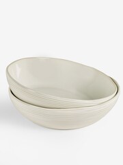 Nina Campbell Set of 4 White Meadow Pasta Bowls Set of 4 Pasta Bowls - Image 2 of 2