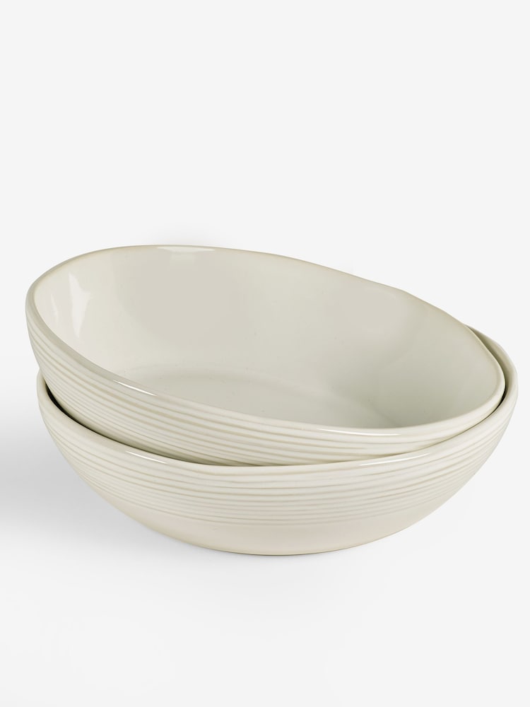 Nina Campbell Set of 4 White Meadow Pasta Bowls Set of 4 Pasta Bowls - Image 2 of 2