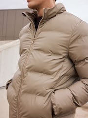 Stone Shower Resistant Rubberised Funnel Puffer Coat - Image 5 of 12