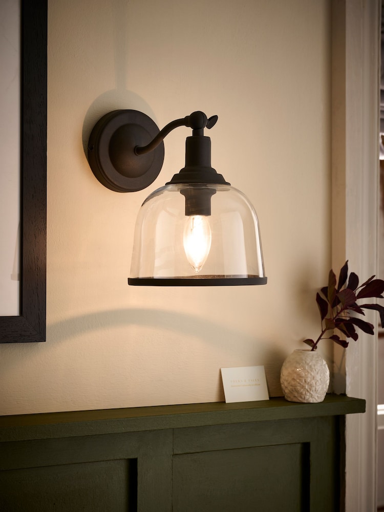 Black Gloucester Mains Operated Wireless Wall Light - Image 1 of 6
