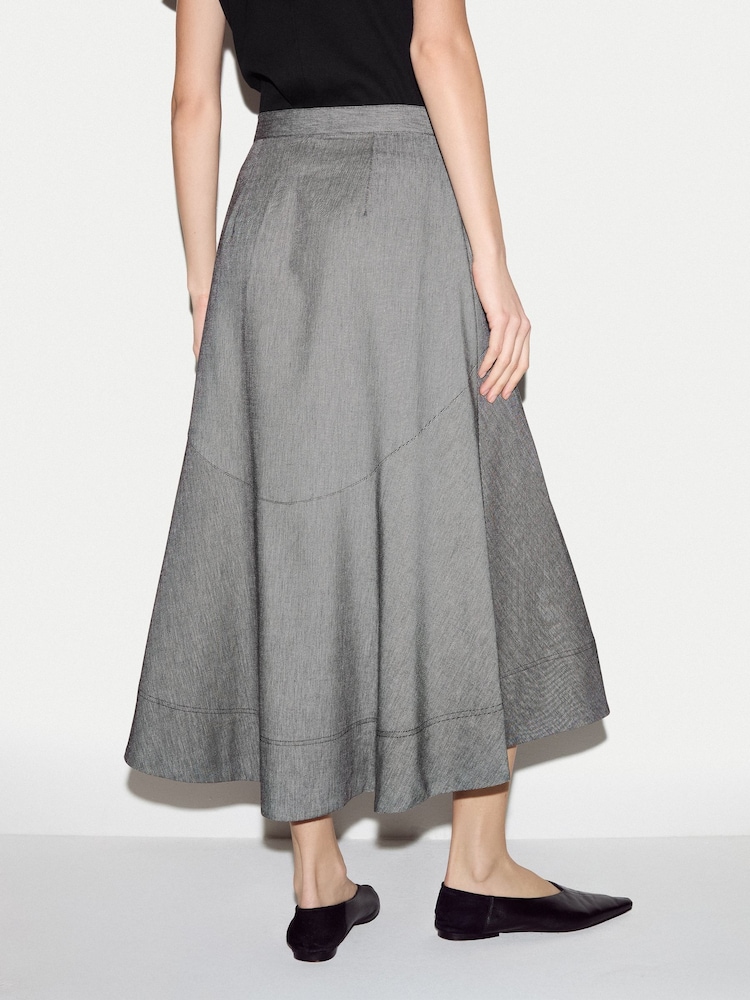 Jigsaw Black Chambray Asymmetric Midi Skirt - Image 4 of 4