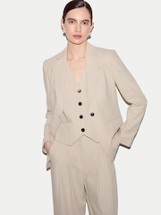 Jigsaw Cream Duke Linen Stripe Blazer - Image 1 of 4