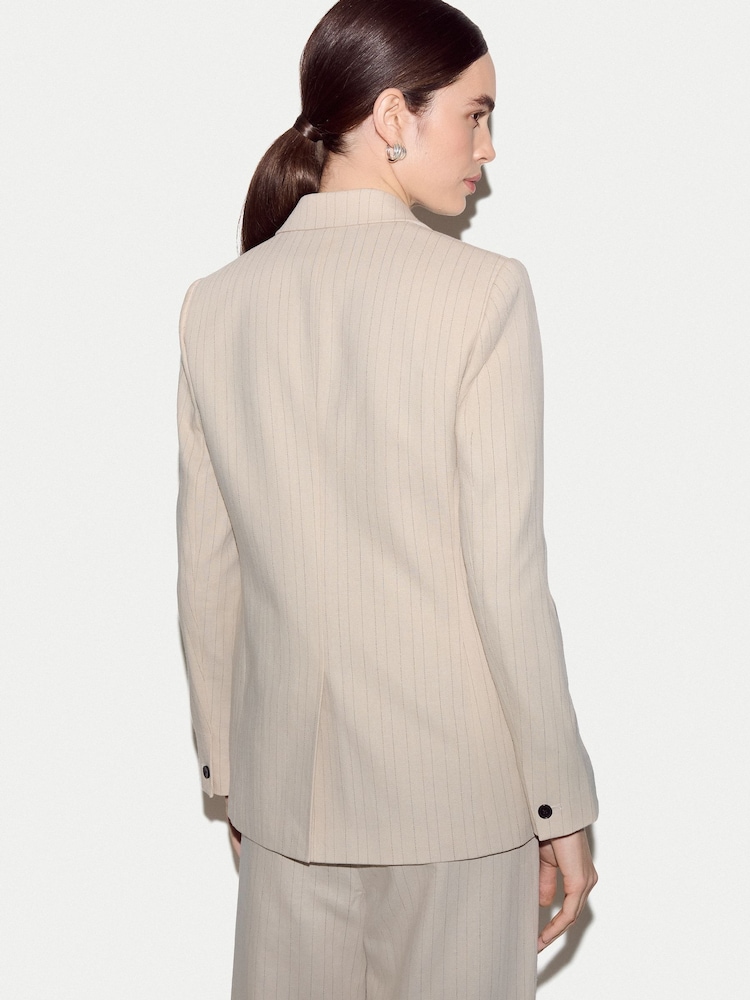 Jigsaw Cream Duke Linen Stripe Blazer - Image 4 of 4
