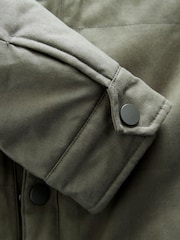 Khaki Green Borg Lined Collared Shacket - Image 11 of 11