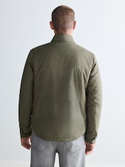 Khaki Green Borg Lined Collared Shacket - Image 4 of 11