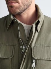 Khaki Green Borg Lined Collared Shacket - Image 6 of 11