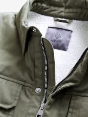 Khaki Green Borg Lined Collared Shacket - Image 9 of 11