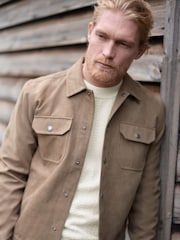 Stone Faux Suede Borg Lined Shacket - Image 2 of 6