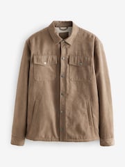 Stone Faux Suede Borg Lined Shacket - Image 3 of 6